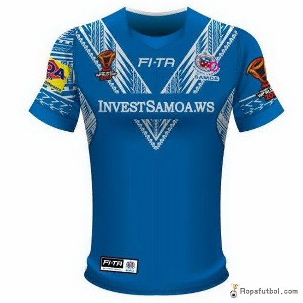 Camiseta Rugby Samoa RLWC Replica Primera Ropa 2017 Azul